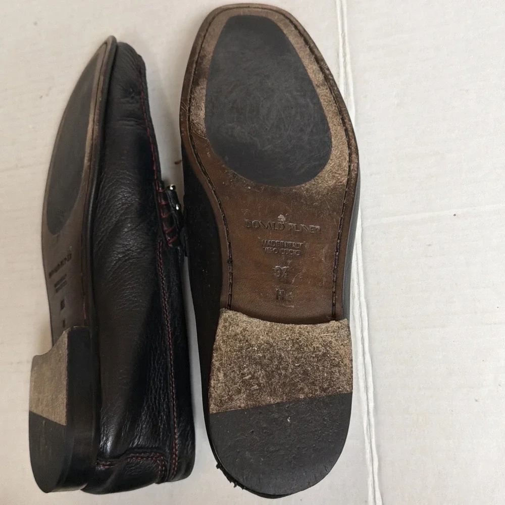 Donald Pliner Dacio 2‎ Black Pebbled Calf Leather Slip-On Loafers Men's 9.5 M